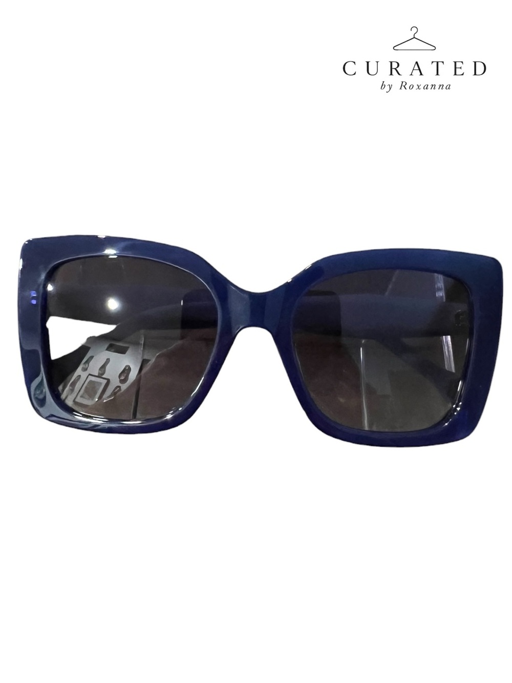 Carolina Herrera HER Oversized Blue Square Sunglasses w/ Case & Cloth NWOT